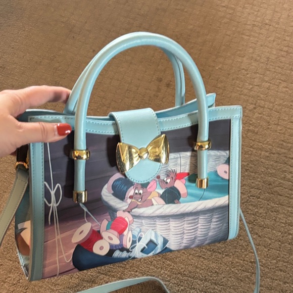 Loungefly Light Blue Satchel with Gold Bow - Picture 1 of 4